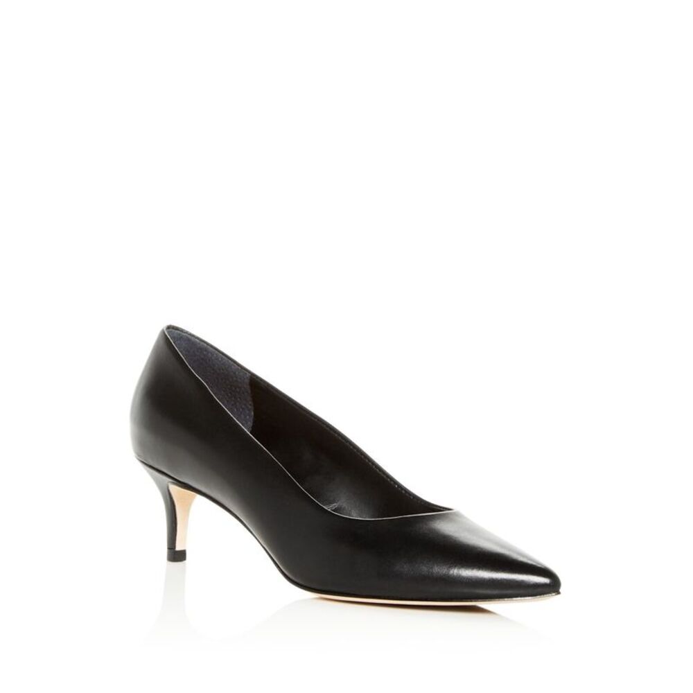 JOAN OLOFF Womens Nude Black Joan Pointed Toe Kitten Heel Slip On Pumps 6 M